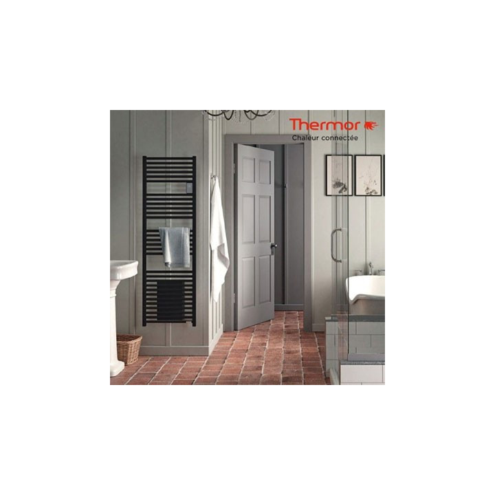 Radiateur Thermor sèche-serviettes Riva 4 - Étroit - Avec soufflerie - 1500W - Gris ardoise