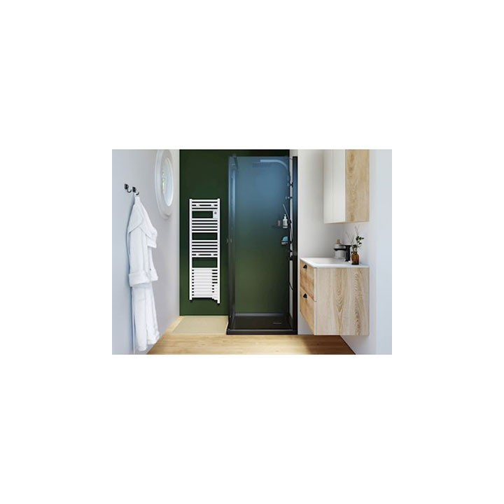 Radiateur Thermor sèche-serviettes Riva 4 - Étroit - Avec soufflerie - 1500W - Noir carbone