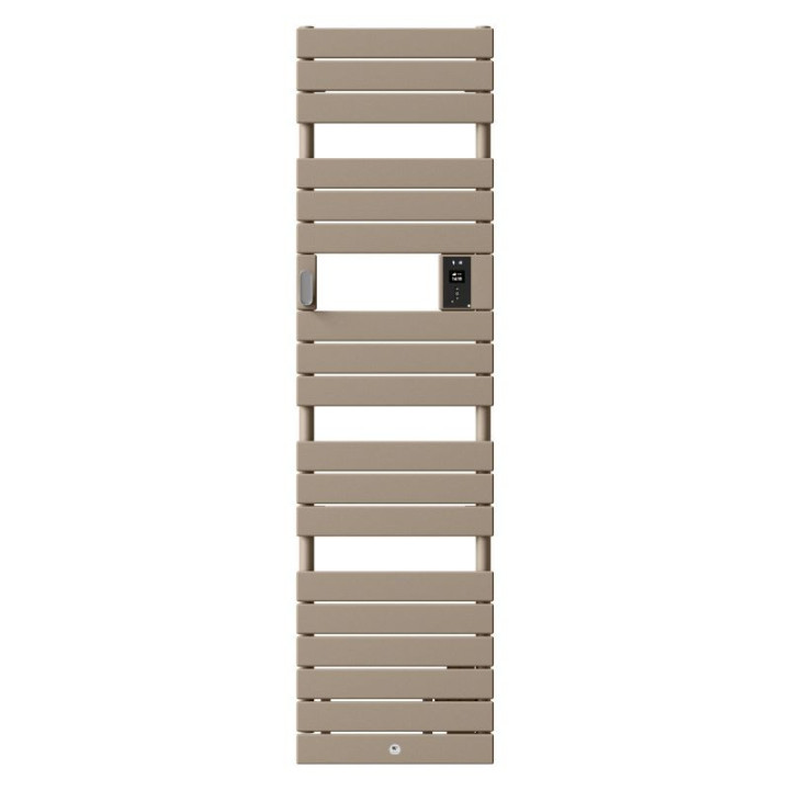 Radiateur sèche-serviettes électrique étroit Riviera 2 - Avec soufflerie - 500+1000W -750W - Brun sable