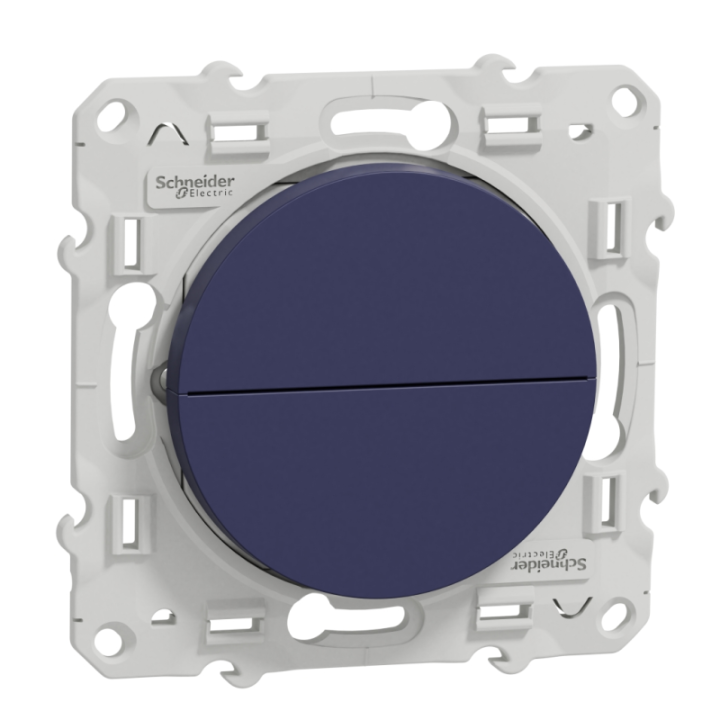 Bouton poussoir Odace pour volets roulants Schneider Electric - 6A - 2 touches montée descente - Cobalt