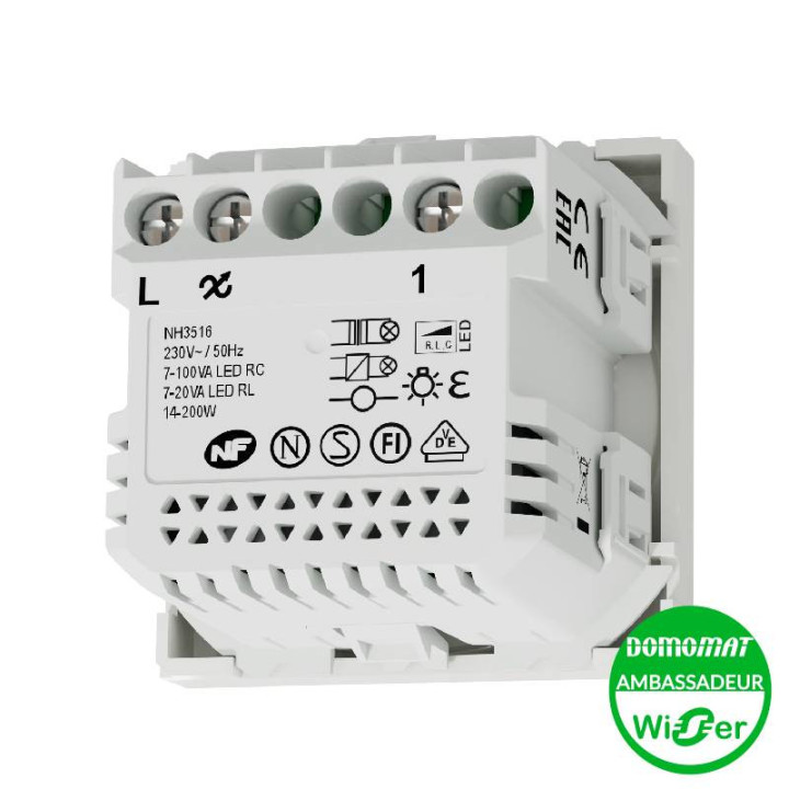 Dos Variateur rotatif Unica Wiser Schneider - 2 fils -  Zigbee - Blanc
