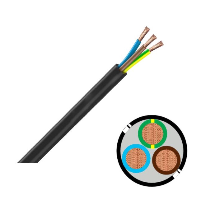 Câble industriel souples HO7RNF 3G2,5 - vendu par rouleau de 50 mètres