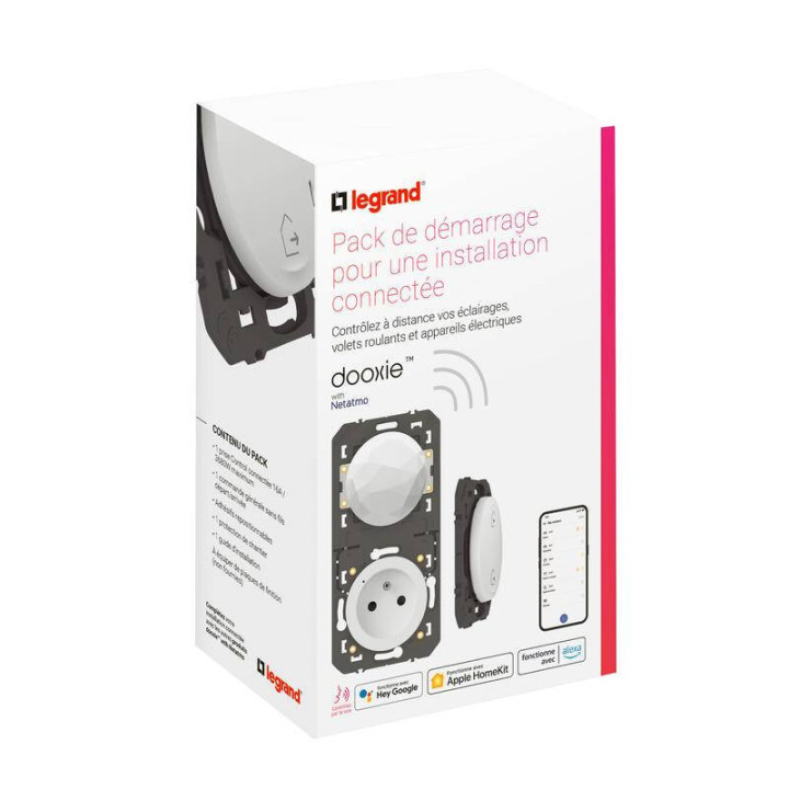 Pack de démarrage installation connectée Dooxie avec Netatmo 1 prise + 1 commande sans fils - Blanc