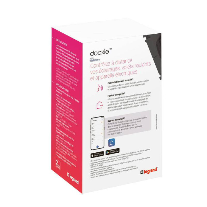 Pack de démarrage installation connectée Dooxie avec Netatmo 1 prise + 1 commande sans fils - Blanc