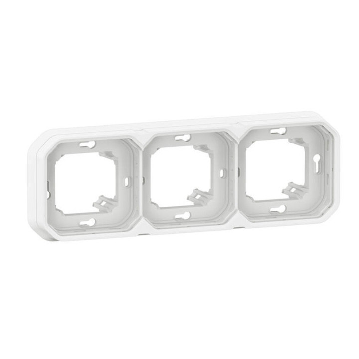 Support de plaque Plexo Legrand - IP55 - 3 postes horizontaux - Blanc