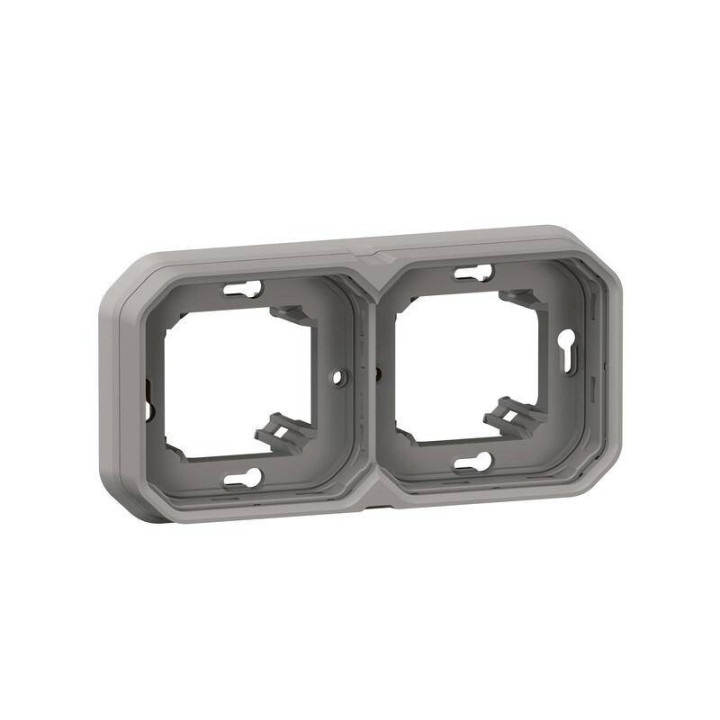 Support de plaque étanche Plexo Legrand - Pour montage encastré - 2 postes - Gris - 069683L