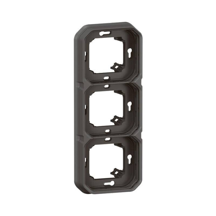 Support de plaque étanche Plexo Legrand - Pour montage encastré - 3 postes - Anthracite - 069608L