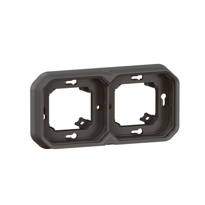 Support de plaque étanche Plexo Legrand - Pour montage encastré - 2 postes - Anthracite - 069607L