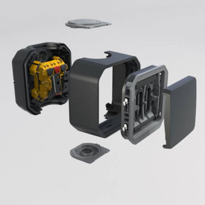Schéma 1 Boîtier étanche Plexo Legrand - Pour montage saillie - 1 poste - Anthracite - 069601L