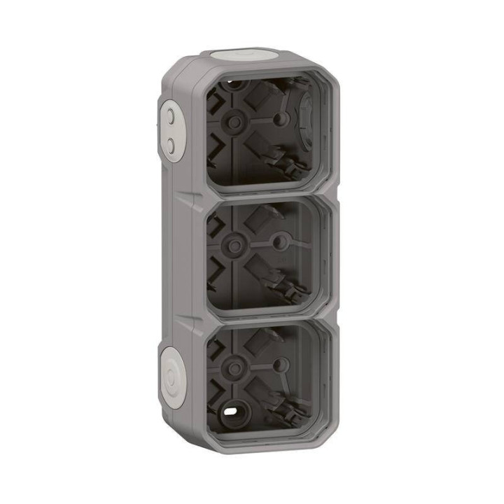 Boîtier étanche Plexo Legrand - Pour montage saillie - 3 postes - Gris - 069680L - Vertical