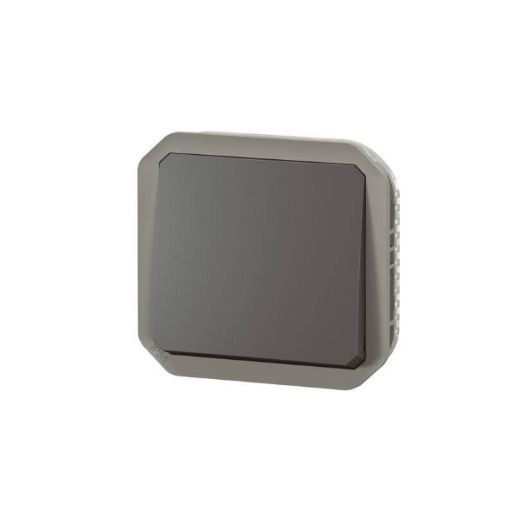 Bouton poussoir étanche Plexo Legrand - Avec enjoliveur - 10A - Anthracite - 069810L