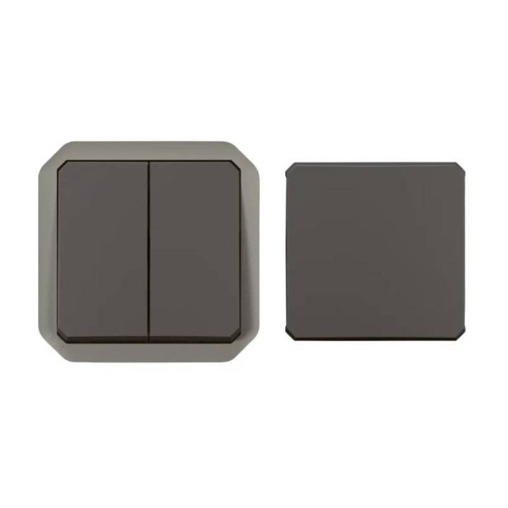 Face Transformeur étanche Plexo Legrand - Réversible 5 fonctions - Avec enjoliveur - Anthracite 069800L