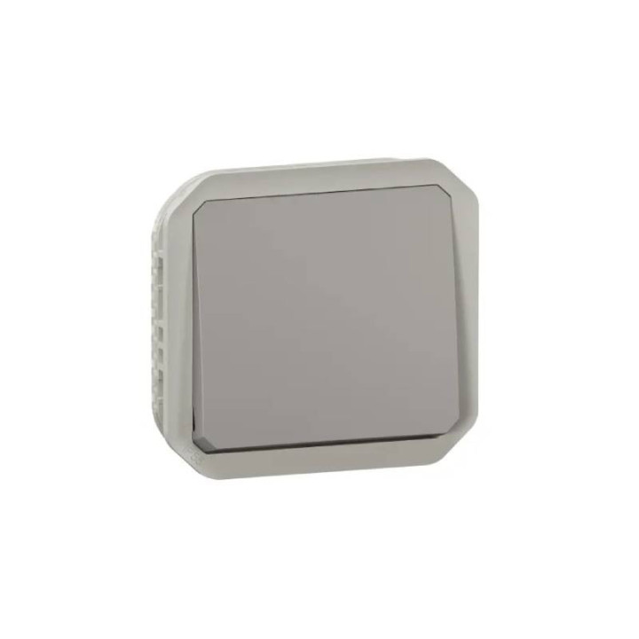 Bouton poussoir étanche Plexo Legrand - Avec enjoliveur - 10A - Gris - 069540L