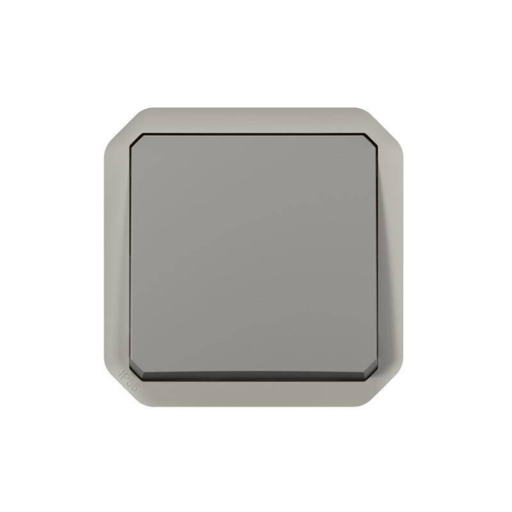 Face Va-et-vient étanche Plexo Legrand - 10AX - Avec enjoliveur - Gris - 069511L