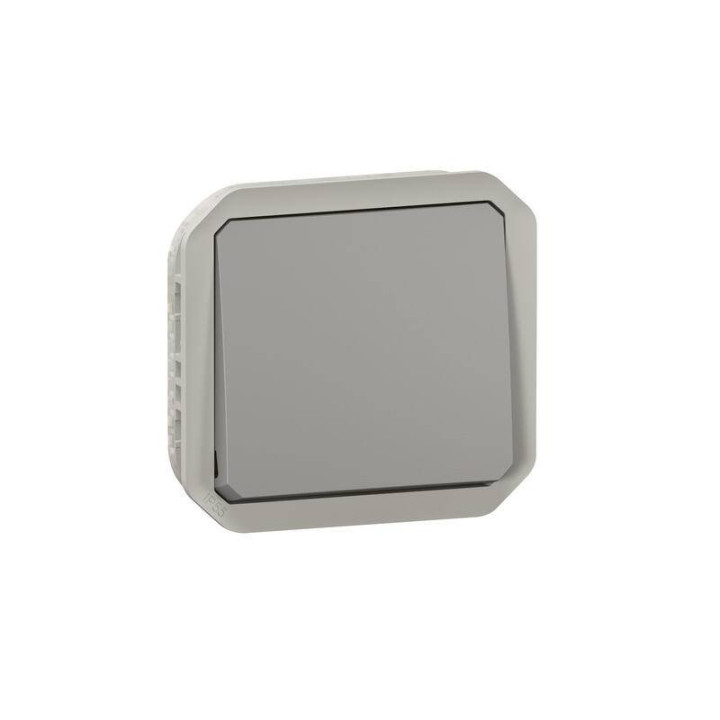 Va-et-vient étanche Plexo Legrand - 10AX - Avec enjoliveur - Gris - 069511L