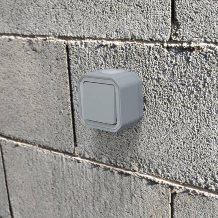 Ambiance Va-et-vient étanche Plexo Legrand - 10AX - Avec enjoliveur - Gris - 069511L