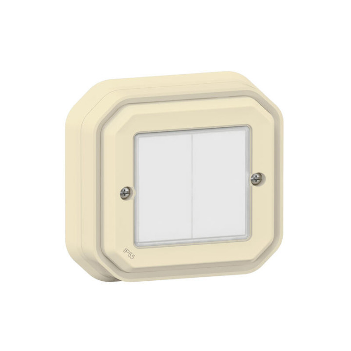 069857L - Commande double ON OFF Self-e Plexo with Netatmo Legrand - Sans fil et sans pile - IP55 - Sable - Complet