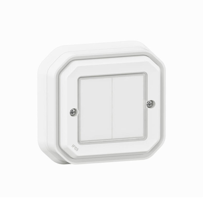 069835L - Commande double ON OFF Self-e Plexo with Netatmo Legrand - Sans fil et sans pile - IP55 - Blanc - Complet