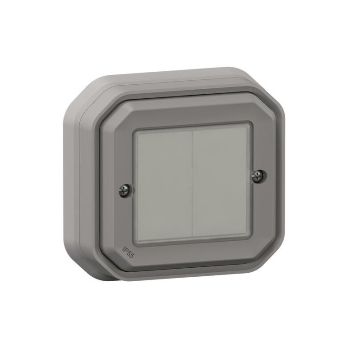 069819L - Commande double ON OFF Self-e Plexo with Netatmo Legrand - Sans fil et sans pile - IP55 - Gris - Complet