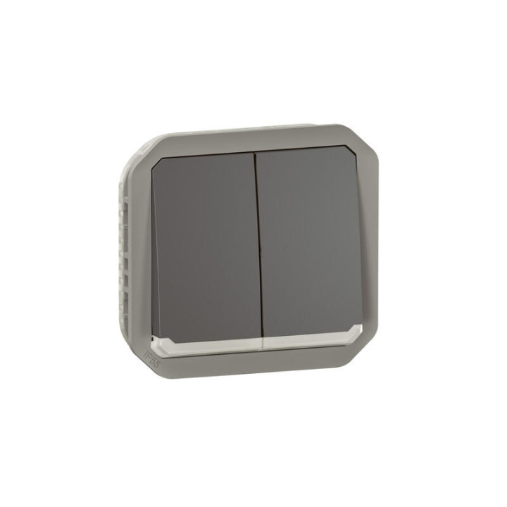 Commande double lumineuse 3 fonctions Plexo Legrand - IP55 - A composer - Anthracite