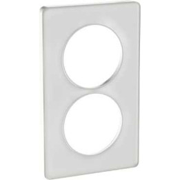Plaque Odace Touch - Translucide blanc avec liseré blanc - Double verticale 57mm