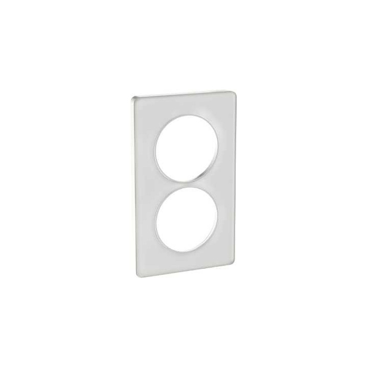 Plaque Odace Touch - Translucide blanc avec liseré blanc - Double verticale 57mm