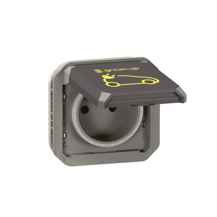 Prise renforcée pour recharge véhicule électrique Green'up Legrand - Plexo - 16A - 230V - A composer - Anthracite