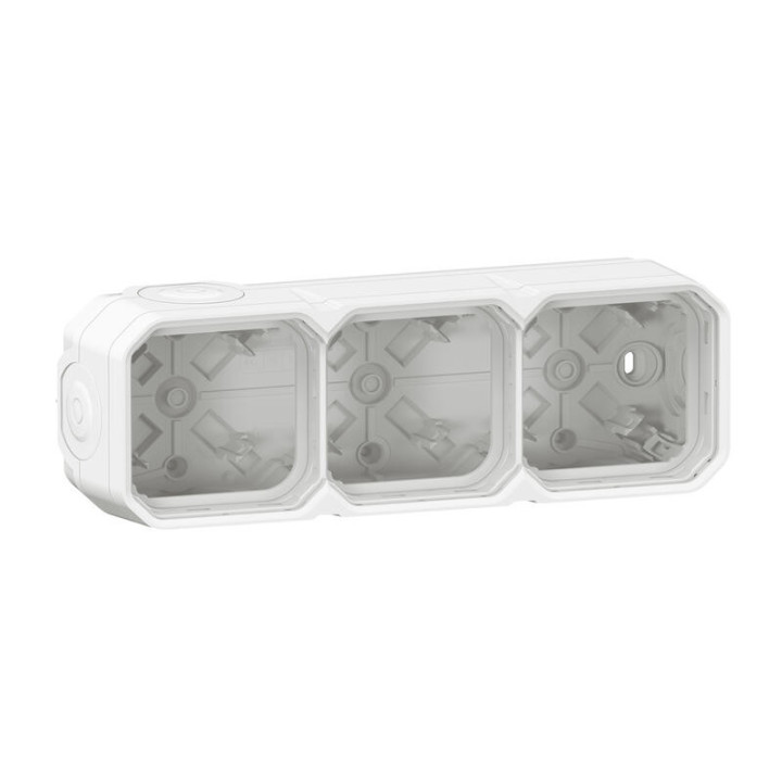 069688L - Boîtier étanche Plexo blanc - 3 postes