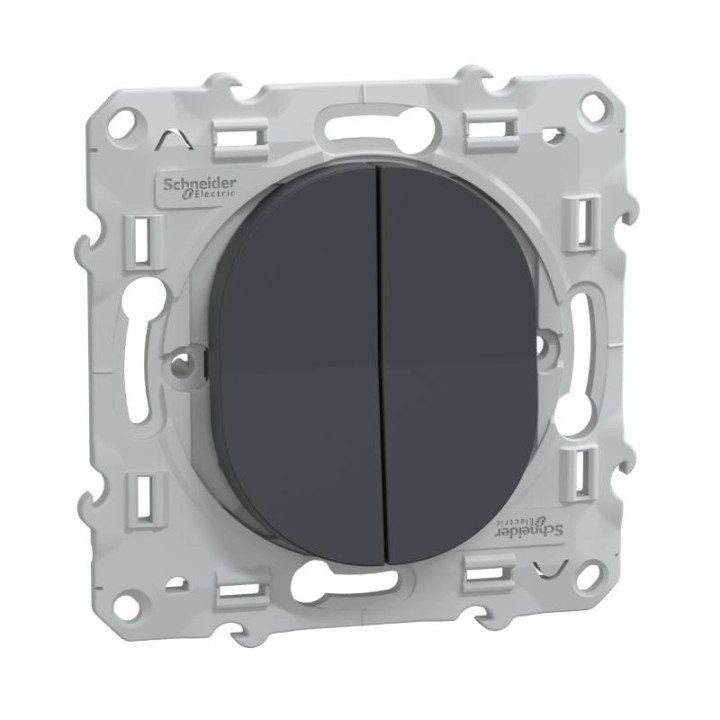 S340216 - Double poussoir fermeture Ovalis Schneider Electric - 10 AX - 250V - Anthracite