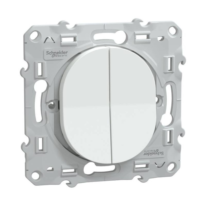 S320216 - Double bouton poussoir Ovalis de Schneider Electric - Finition blanche