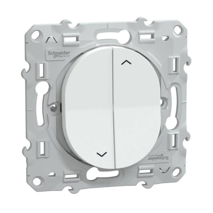 S320208 - Interrupteur 2 boutons pour volets roulants Ovalis Schneider Electric - 6 AX - 250V - Blanc