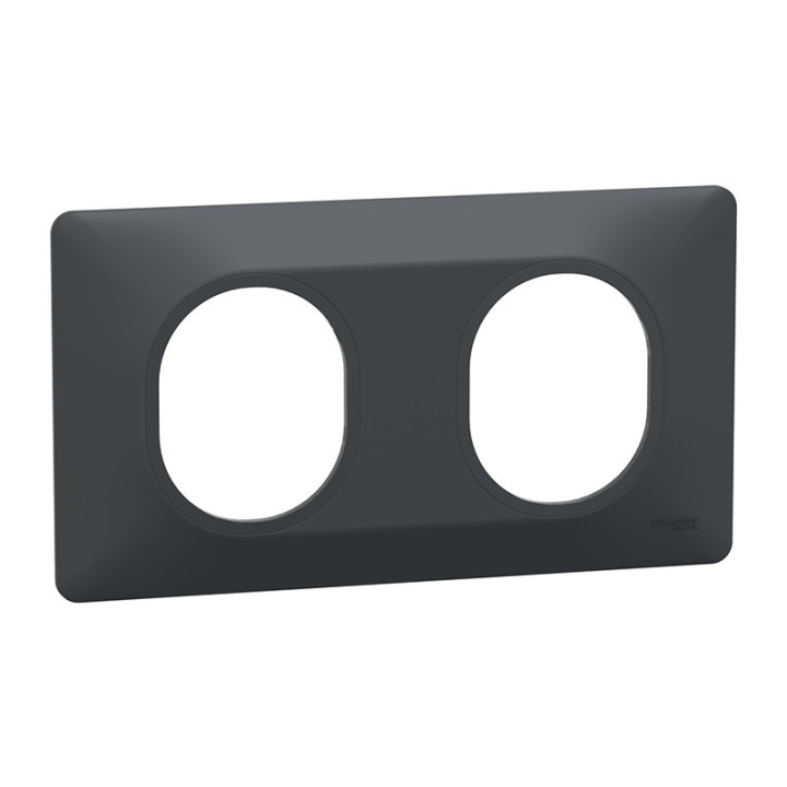 Plaque de finition Ovalis Schneider Electric - 2 postes Horizontal - Anthracite