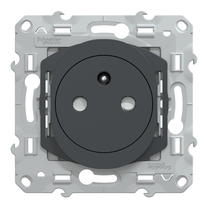 Prise électrique Ovalis Schneider - Fixation vis - 2P+T - 16A - 250V - Anthracite