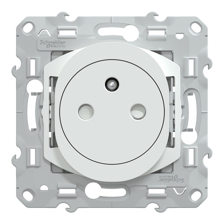 Prise électrique Ovalis Schneider - Fixation vis - 2P+T - 16A - 250V - Blanc
