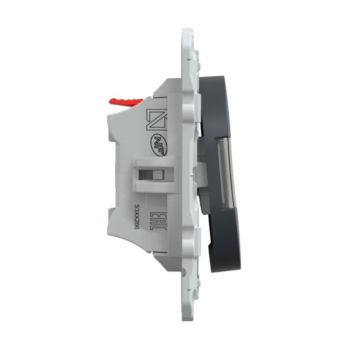 Bouton poussoir à fermeture avec porte étiquette Ovalis Schneider Electric - 10 AX - 250V - Anthracite