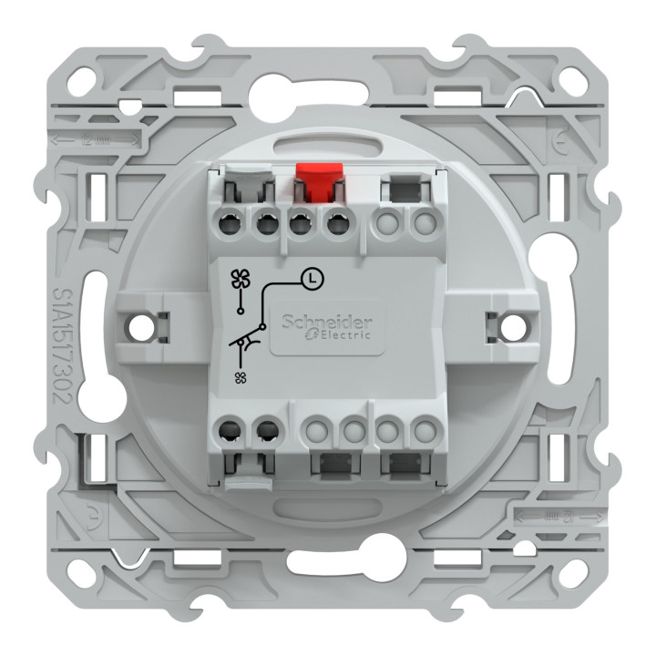 Bouton poussoir VMC avec support de fixation et enjoliveur Ovalis - 10AX - Anthracite - Bornes sans vis