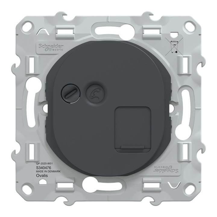 Prise VDI RJ45 Ovalis Schneider - Grade 3 - Cat6 - STP - Anthracite