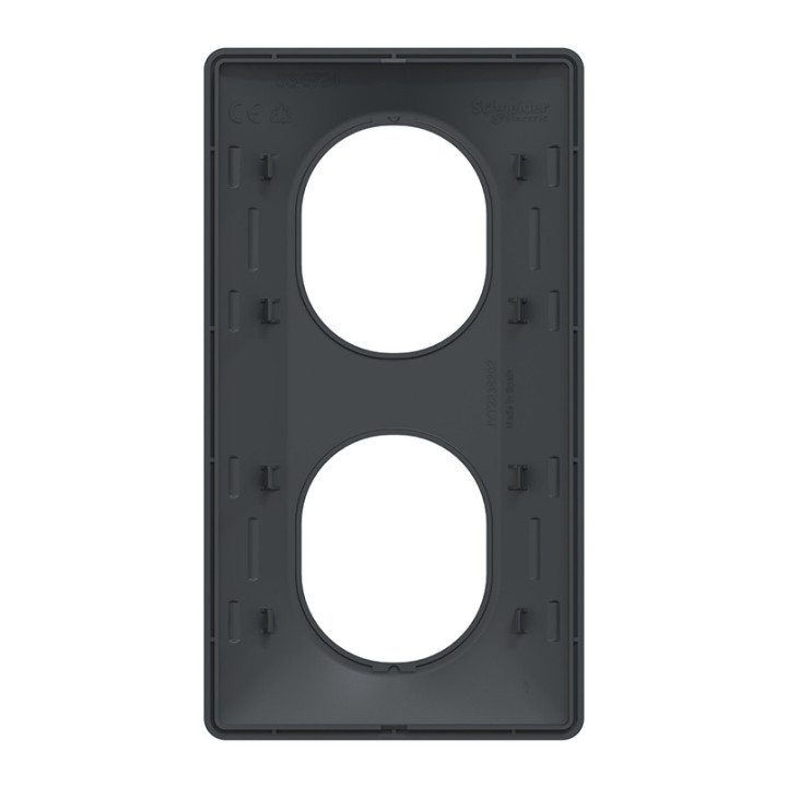 Plaque finition 2 postes vertical anthracite 2