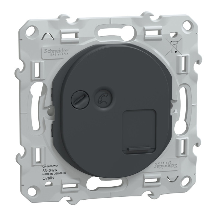 Prise VDI RJ45 Ovalis Schneider Electric - Grade 3 - Cat6 - STP - Anthracite