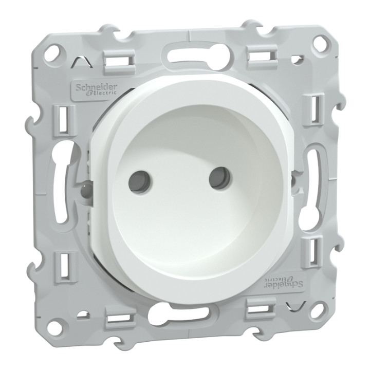 Prise de courant à puits Ovalis Schneider Electric - Avec éclipse - 2P - 16A - 250V - Blanc