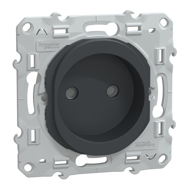 Prise de courant à puits Ovalis Schneider Electric - Avec éclipse - 2P - 16A - 250V - Anthracite