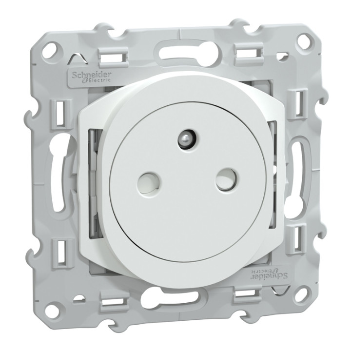 Prise électrique Ovalis Schneider Electric - Fixation vis - 2P+T - 16A - 250V - Blanc