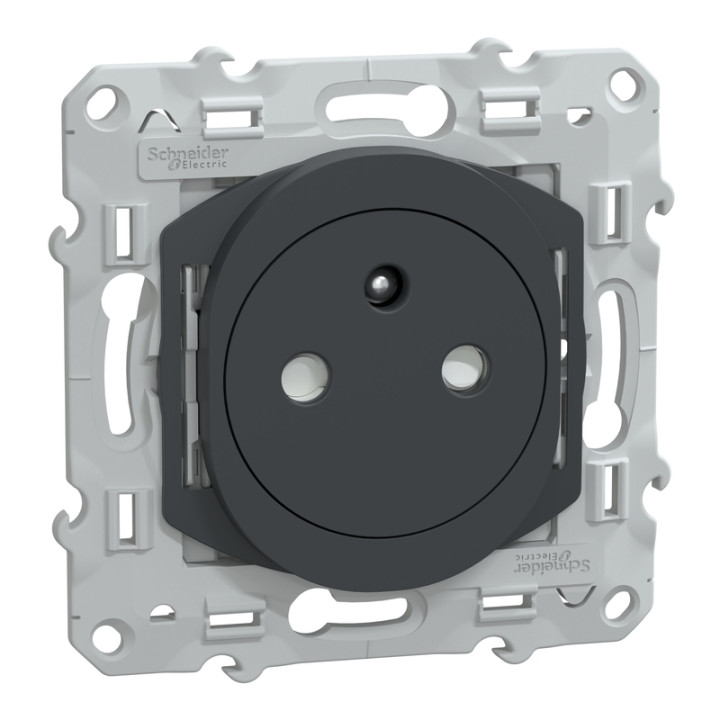 Prise électrique Ovalis Schneider Electric - Fixation griffes montées - 2P+T - 16A - 250V - Anthracite