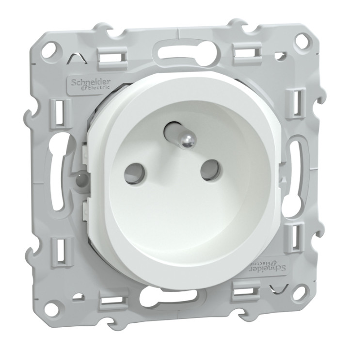 Prise de courant Ovalis Schneider Electric - Encastrée - 16A - 250V - Intérieur - Blanc