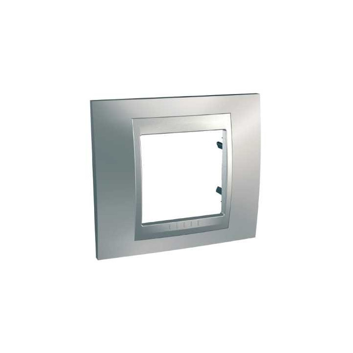Plaque Unica Top - Chrome satiné avec liseré aluminium - 2 modules