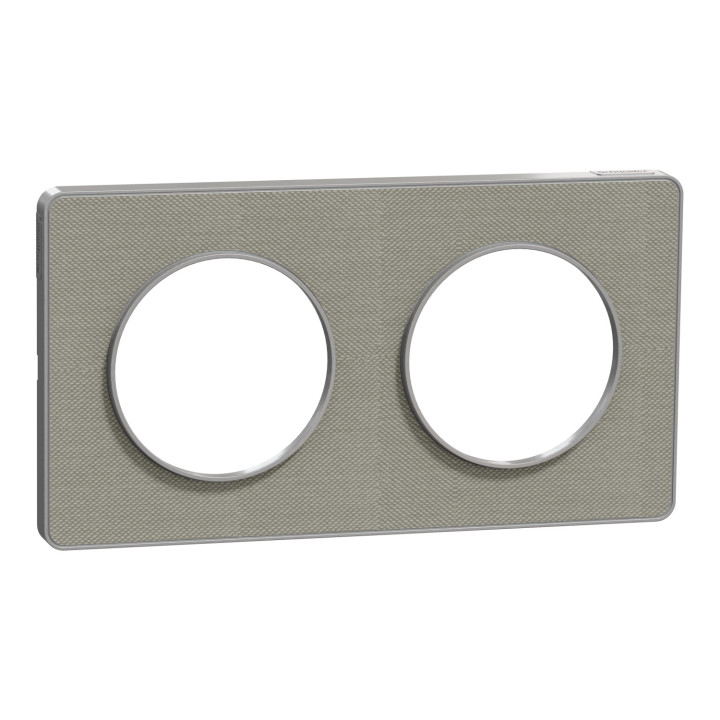 S530804KG - Odace Touch  - PLQ Kvadrat Perle/ alu - 2 postes horiz. ou vert. entraxe 71mm