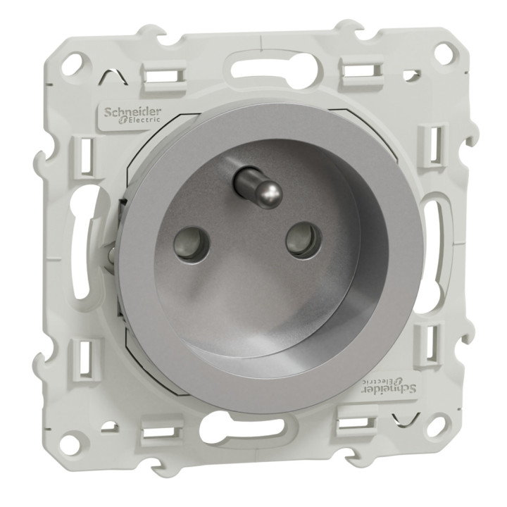 Prise de courant Odace 16A 2P+T - Aluminium