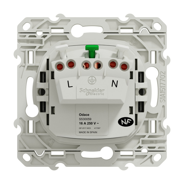 Prise de courant Odace 16A 2P+T - Aluminium