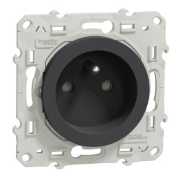 Odace prise 2P+T - anthracite - A vis