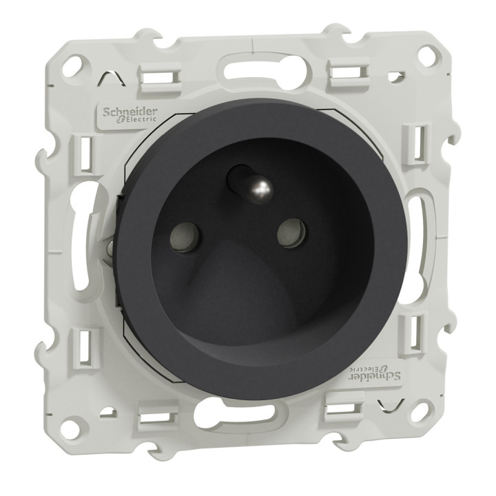 Odace prise 2P+T - anthracite - A vis